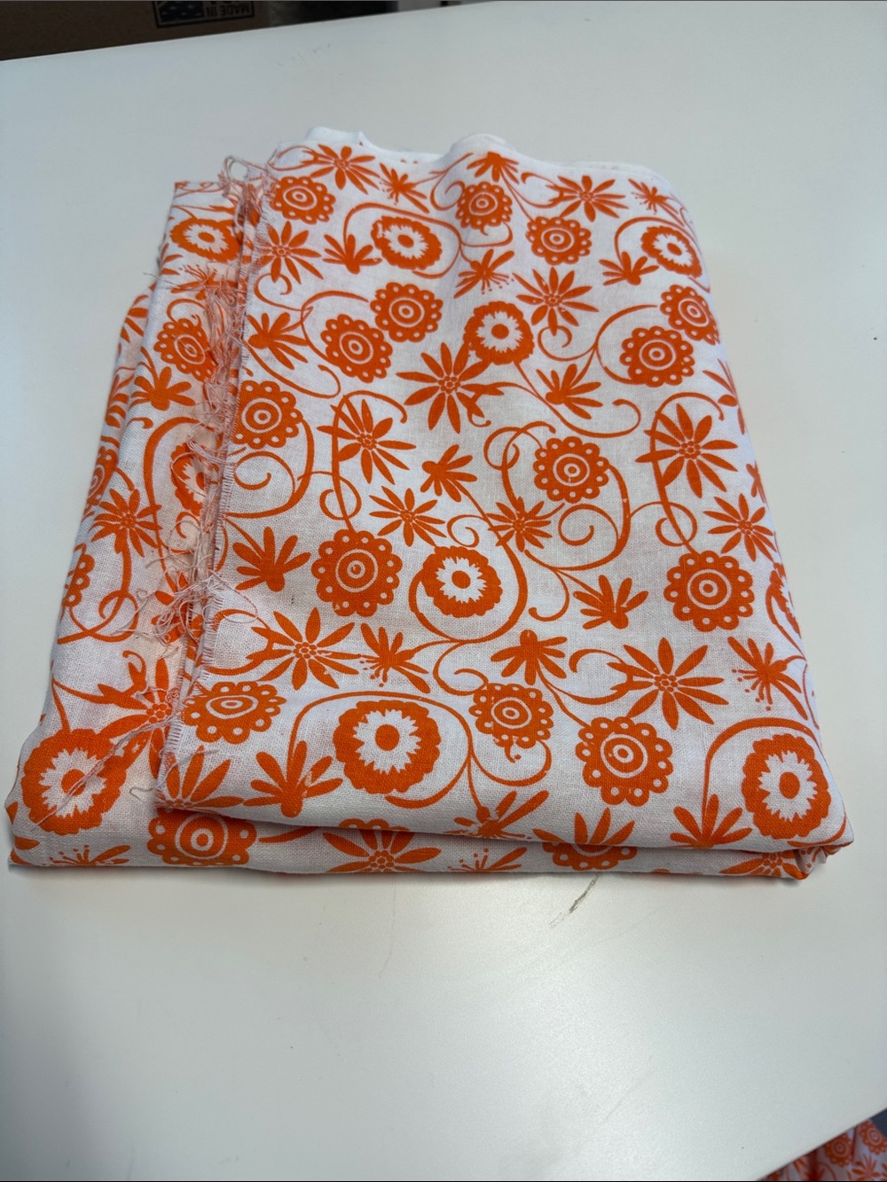 Orange Floral Cotton Fabric pattern for sawing 91+60 inches fabric piece